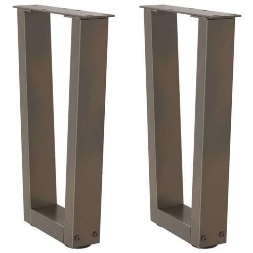 Natulvd Möbelbeine, 42 cm H V-förmige Stahl-Bürotischbeine 2er-Set für Heimwerker, robuste Schreibtischbeine, einfache Installation, Braun (28 x 42 cm) von Natulvd
