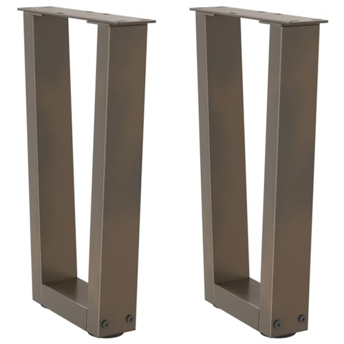 Natulvd Möbelbeine, 42 cm H V-förmige Stahl-Bürotischbeine 2er-Set für Heimwerker, robuste Schreibtischbeine, einfache Installation, Braun (38 x 42 cm) von Natulvd