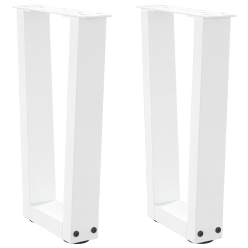 Natulvd Möbelbeine, 42 cm H V-förmige Stahl-Bürotischbeine 2er-Set für Heimwerker, robuste Schreibtischbeine, einfache Installation, Weiß (28 x 42 cm) von Natulvd