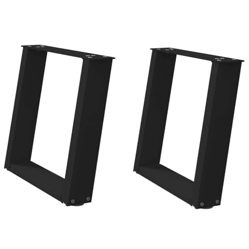 Natulvd Neigbare Schreibtischbeine, Stahl, Bürotischmöbel, 2er-Set für Heimwerker, schnelle Installation mit verstellbaren Füßen, Matte, Schwarz (50 x 42 cm) von Natulvd