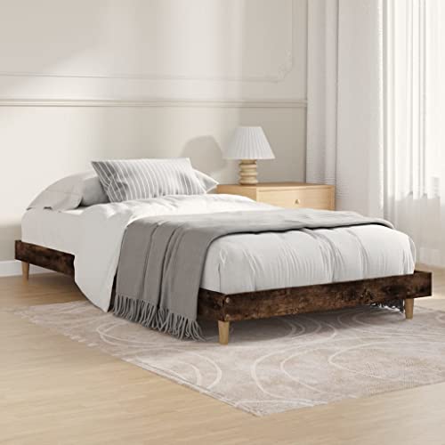 Natulvd Niedriges Bein, Plattform-Bettgestell, 90 x 190 cm, Einzelbettgestell mit stabiler Lattenstütze, japanischer Stil, kein Boxspringbett erforderlich (rustikal) von Natulvd