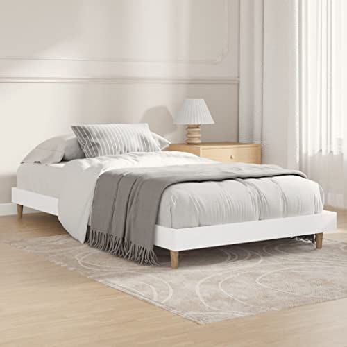 Natulvd Niedriges Bein, Plattform-Bettgestell, 90 x 200 cm, kleines Einzelbett, massives Bettgestell mit stabiler Lattenstütze, japanischer Stil, kein Boxspringbett erforderlich (Weiß) von Natulvd