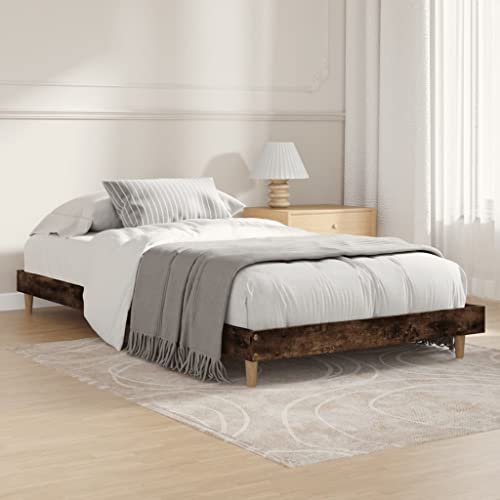 Natulvd Niedriges Bein, Plattform-Bettgestell, 90 x 200 cm, kleines Einzelbett, massives Bettgestell mit stabiler Lattenstütze, japanischer Stil, kein Boxspringbett erforderlich (rustikal) von Natulvd