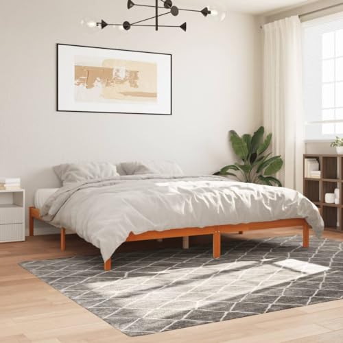 Natulvd Niedriges Bettgestell, 200 x 200 cm, Höhe 31 cm, mit Holzlattenstütze und Stauraum unter dem Bett, Kiefernholz-Plattform-Bettgestell von Natulvd