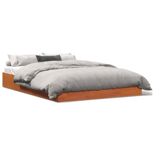Natulvd Niedriges Bettgestell – 23 cm Höhe mit Holzlattenstütze – Plattformbettgestell aus Kiefernholz (160 x 200 cm) von Natulvd