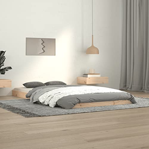 Natulvd Niedriges Plattform-Bettgestell, Einzelboden-Bettgestell mit stabiler Lattenstütze, japanischer Stil, kein Boxspringbett erforderlich (Braun, 100 x 200 cm) von Natulvd