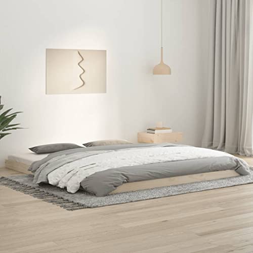 Natulvd Niedriges Plattform-Bettgestell, Kingsize-Bettgestell mit stabiler Lattenstütze, japanischer Stil, kein Boxspringbett erforderlich (Braun, 180 x 200 cm) von Natulvd