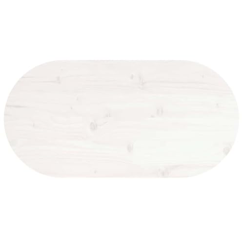 Natulvd Ovale Tischplatte, 25 mm dick, 60 x 30 cm, ideal für Zuhause, Büro und Gewerbeflächen, massives Kiefernholz (weiß) von Natulvd