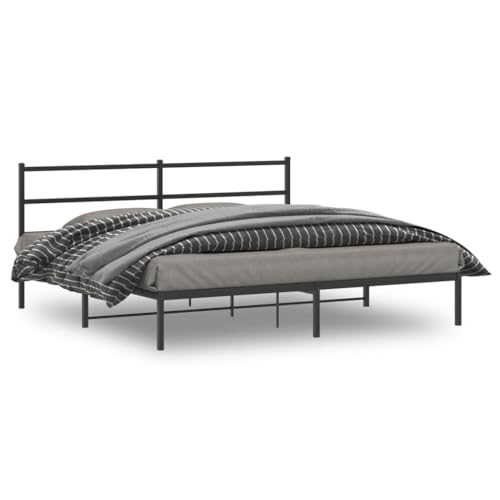 Natulvd Plattform-Bettgestell King Size mit rustikalem Kopfteil, keine Matratze, starke Metalllattenstütze, kein Boxspringbett erforderlich (183 x 213 cm) von Natulvd