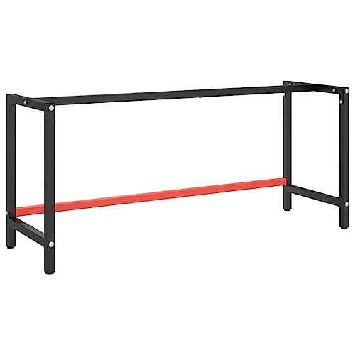 Natulvd Robuste Metall-Tischbeine, industrielle rustikale Tischbank, Rahmenbein für DIY-Couchtisch, Esstisch, Möbelprojekt, Schwarz und Rot (180 x 57 x 79 cm) von Natulvd