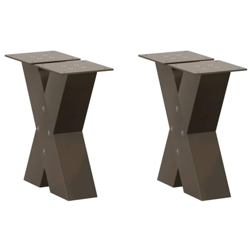 Natulvd Robuste Stahl-Tischbeine, industrielle X-förmige Möbelbeine, stabile Schreibtischbeine für DIY-Tisch, Schreibtisch, Bank, Frühstücksbar, 30 cm H, 30 x 30 cm (Braun) von Natulvd