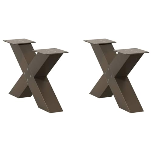 Natulvd Robuste Stahl-Tischbeine, industrielle X-förmige Möbelbeine, stabile Schreibtischbeine für DIY-Tisch, Schreibtisch, Bank, Frühstücksbar, 30 cm H, 50 x 30 cm (Braun) von Natulvd
