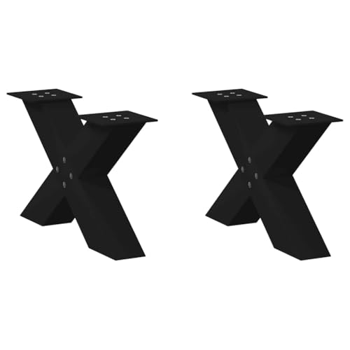 Natulvd Robuste Stahl-Tischbeine, industrielle X-förmige Möbelbeine, stabile Schreibtischbeine für DIY-Tisch, Schreibtisch, Bank, Frühstücksbar, 30 cm H, 50 x 30 cm (Schwarz) von Natulvd