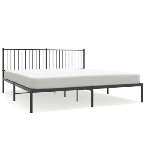Natulvd Schlichtes Metall-Bettgestell, Kingsize-Plattformbett mit Kopfteil und Lattenstütze, kein Boxspringbett erforderlich, für Schlafzimmer, Kinder, Studenten, Jugendliche (183 x 213 cm, Schwarz) Natulvd Schlichtes Metall-Bettgestell, Kingsize-Plattformbett mit Kopfteil und Lattenstütze, kein Boxspringbett erforderlich, für Schlafzimmer, Kinder, Studenten, Jugendliche (183 x 213 cm, Schwarz) von Natulvd