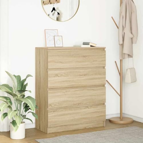Natulvd Sideboard Buffetschrank mit 4 Schubladen, kleiner Küchenschrank, Schrank Konsolentisch für Esszimmer, Wohnzimmer, kleiner Raum (Braun) von Natulvd