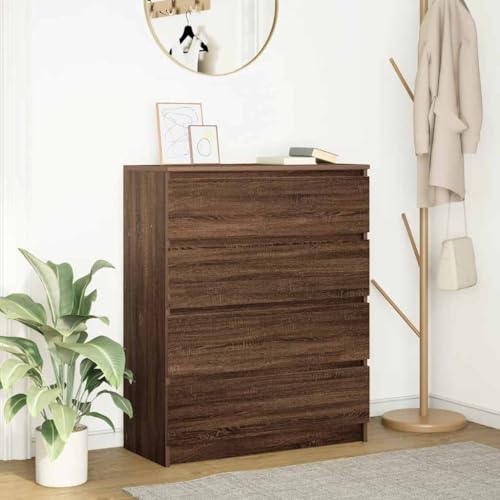 Natulvd Sideboard Buffetschrank mit 4 Schubladen, kleiner Küchenschrank, Schrank Konsolentisch für Esszimmer, Wohnzimmer, kleiner Raum (Braun Eiche) von Natulvd