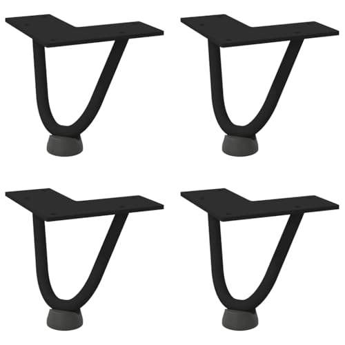 Natulvd Tischbeine, 4 Stück, 10 cm, kleine Haarnadel-Möbelbeine, Couchtischbeine mit Schrauben, für DIY-Tisch, Schreibtisch, Frühstücksbar, Ständer, Bank (schwarz) von Natulvd