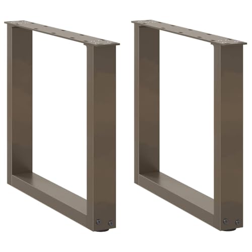 Natulvd U-förmige Tischbeine, 42 cm hoch, 2 Set Stahl-Schreibtischbeine mit verstellbarem Fußpolster, Möbelbeine für Heimwerker, Zuhause, Büro, 50 x 42 cm (Braun) von Natulvd