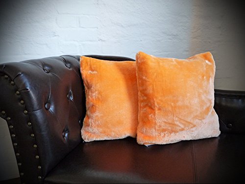 Natur-Fell-Shop Kissen Kissenhülle Dekokissen Plüschkissen - passend zu unseren Kuscheldecken - Farbe und Größe zur Auswahl (40 x 40 cm, orange) von Natur-Fell-Shop