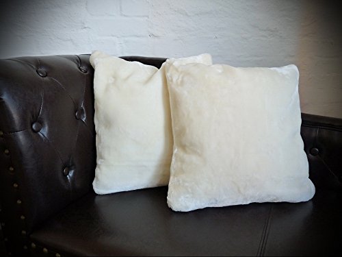 Natur-Fell-Shop Kissen Kissenhülle Dekokissen Plüschkissen - passend zu unseren Kuscheldecken - Farbe und Größe zur Auswahl (40 x 40 cm, weiß/Elfenbein) von Natur-Fell-Shop
