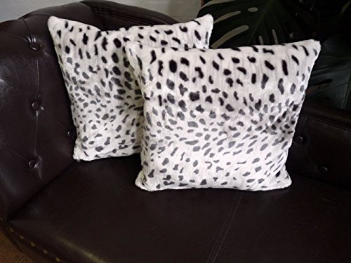 Natur-Fell-Shop Kissen Kissenhülle Dekokissen im Tierfell - Design Tierprint Animal Schnee - Leopard (40 x 40 cm) von Natur-Fell-Shop