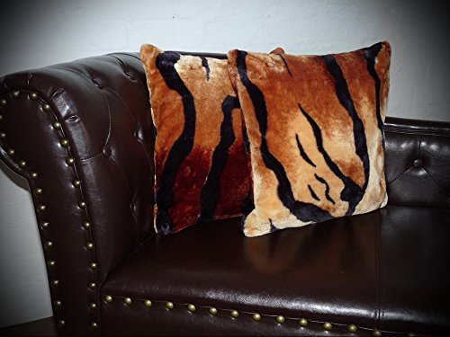 Natur-Fell-Shop Kissen Kissenhülle Dekokissen im Tierfell - Design Tierprint Animal Tiger - Look (80cm x 80cm) von Natur-Fell-Shop