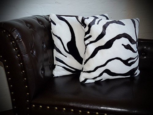 Natur-Fell-Shop Kissen Kissenhülle Dekokissen im Tierfell - Design Tierprint Animal Zebra (40cm x 40cm) von Natur-Fell-Shop