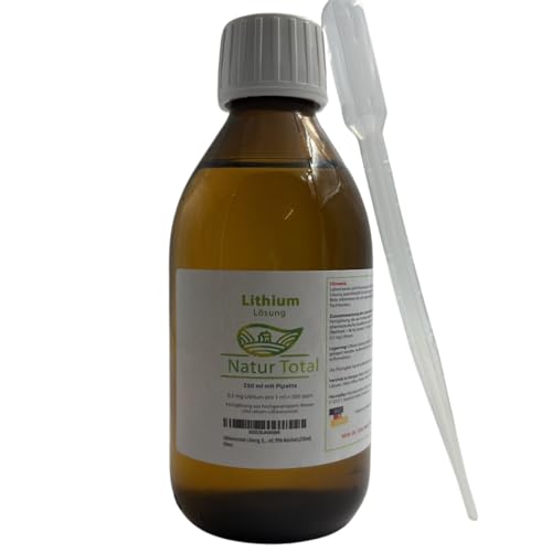Lithium Orotate Lösung 250ml I 0,5 mg Lithium je ml ⇒ 500 mg je Liter ⇒ 500 ppm I 99% Reinheit Lithiumorotat (250ml) von Natur Total