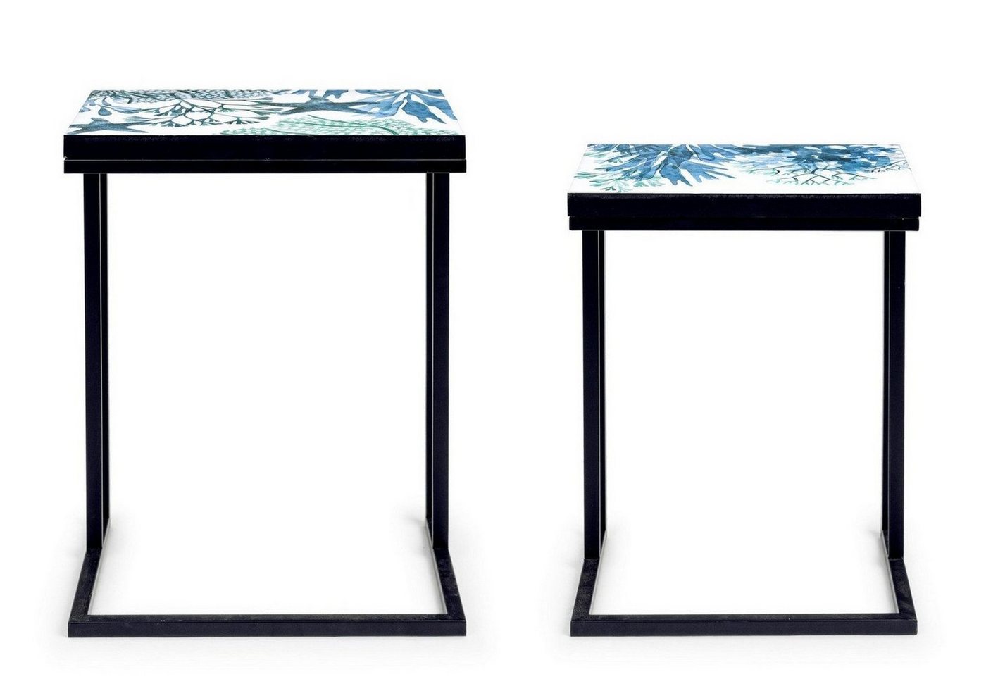 Natur24 Beistelltisch 2er Set Beistelltische Reef 45,5 x 33 x 62,5 cm Stahl und MDF von Natur24