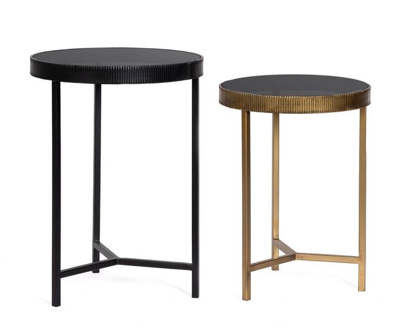 Natur24 Beistelltisch 2er Set Beistelltische Yamir 40 x 40 x 56 cm Stahl und Glas von Natur24
