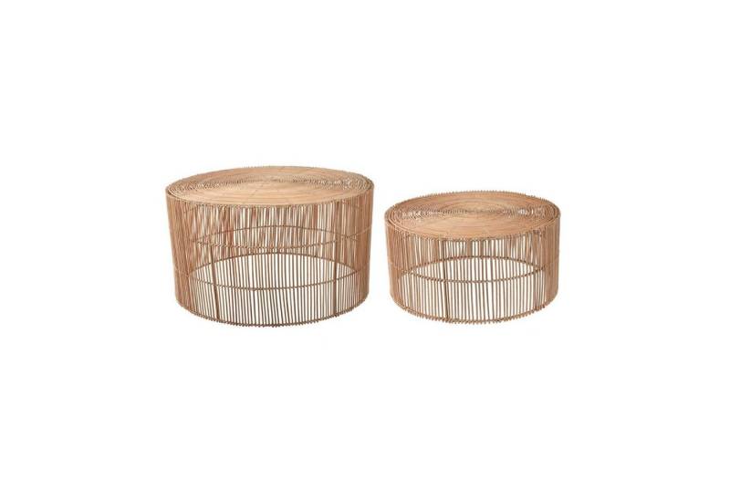 Natur24 Couchtisch 2er Set Couchtische Elmima Rattan natürliches Finish Ø66cm und Ø55cm von Natur24