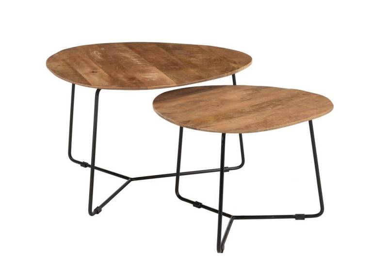 Natur24 Beistelltisch Brix 2er Set Couchtische Mangoholz Stahl Natur Schwarz von Natur24