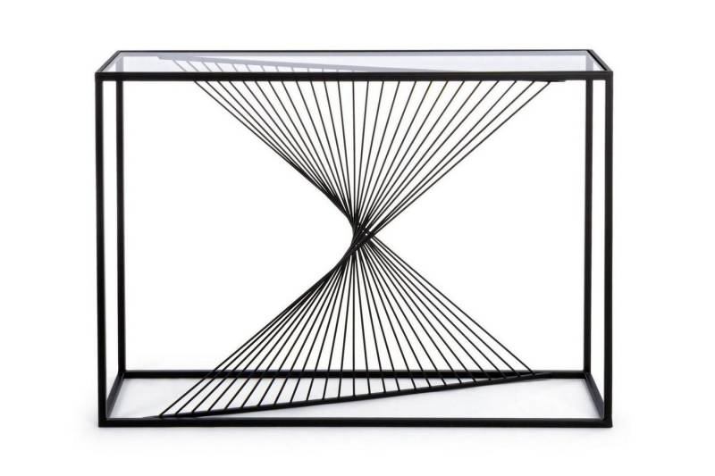 Natur24 Beistelltisch Espiral Konsolentisch 107 x 30,5 x 79 cm Stahl Glas Schwarz von Natur24