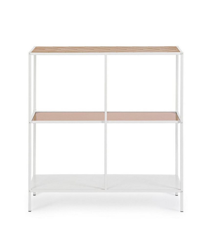 Natur24 Beistelltisch Haldor Konsolentisch 82 x 33 x 85 cm Stahl Glas MDF Gummiholz Weiß Natur24 Beistelltisch Haldor Konsolentisch 82 x 33 x 85 cm Stahl Glas MDF Gummiholz Weiß von Natur24