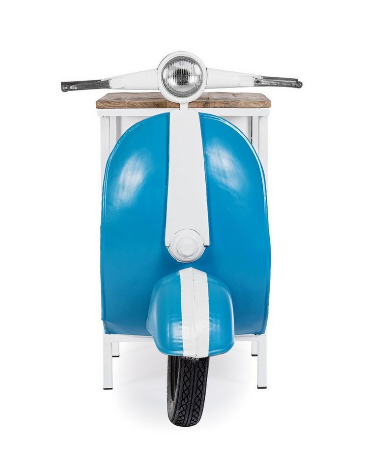 Natur24 Beistelltisch Konsolentisch Vespa 104 x 94 x 65 cm Stahl Mangoholz Blau von Natur24