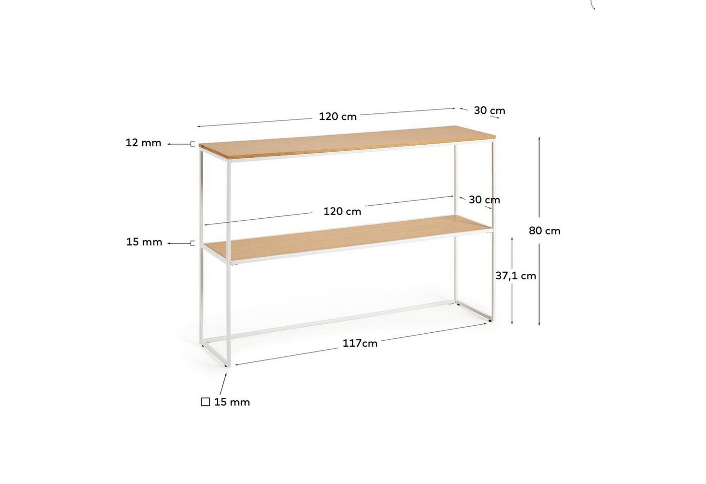 Natur24 Beistelltisch Konsolentisch Yoana 120 x 30 x 80 cm Eichenfurnier Wohnzimmer von Natur24