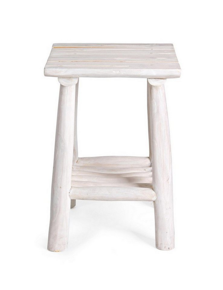 Natur24 Beistelltisch Sahel Couchtisch 35 x 35 x 50 cm Teakholz Weiß von Natur24