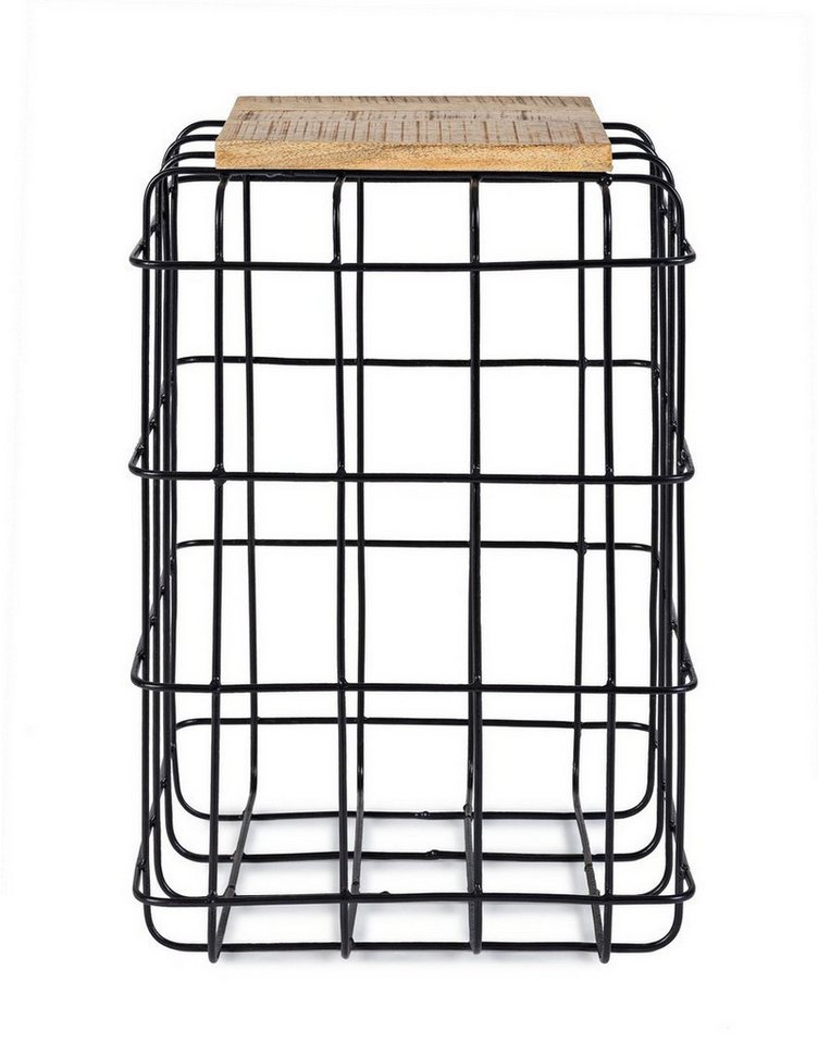 Natur24 Beistelltisch Trellis Beistelltisch 35 x 35 x 52 cm Mangoholz Stahl Schwarz Natur von Natur24