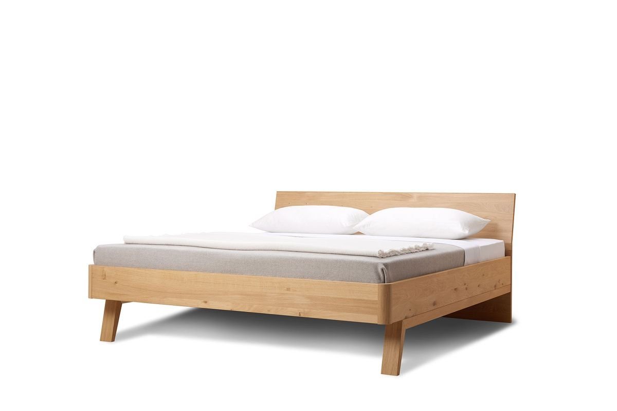 Natur24 Bett Doppelbett Cortina 200x200cm in Eiche geölt mit Kopfteil von Natur24