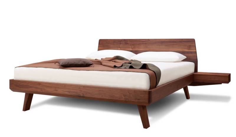 Natur24 Bett Doppelbett Elba 180 x 200 cm in Buche Natur lackiert mit Kopfteil von Natur24