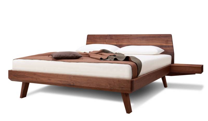 Natur24 Bett Doppelbett Elba 200x200cm in Nussbaum Natur geölt Komforthöhe von Natur24