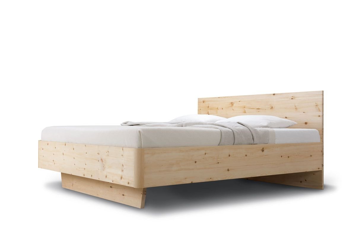 Natur24 Bett Doppelbett Gardena 180x200cm in Nussbaum geölt mit Kopfteil von Natur24