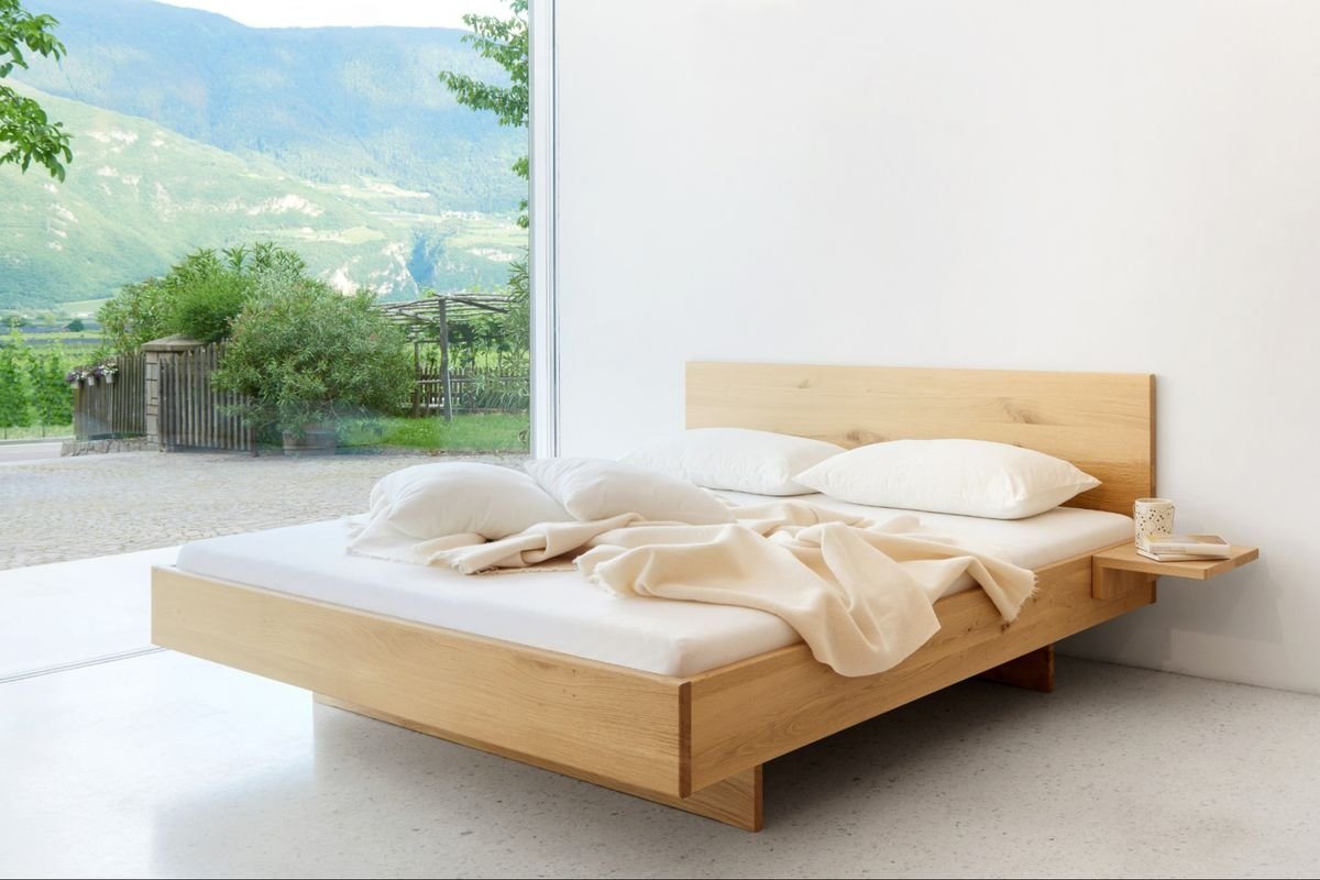 Natur24 Bett Doppelbett New York 180x200cm in Fichte Weiß lackiert mit Kopfteil von Natur24