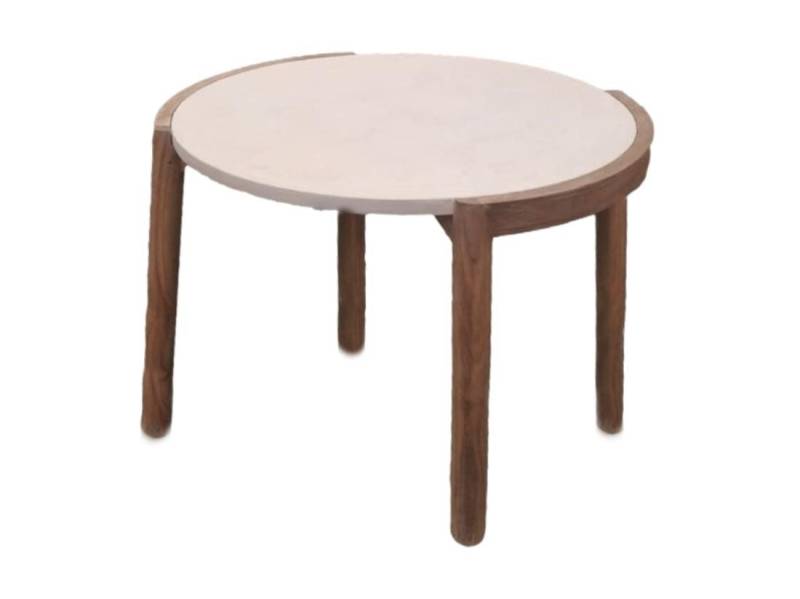 Natur24 Couchtisch Coffees Couchtisch 80 x 80 x 35 cm Teak Zement Natur Creme von Natur24