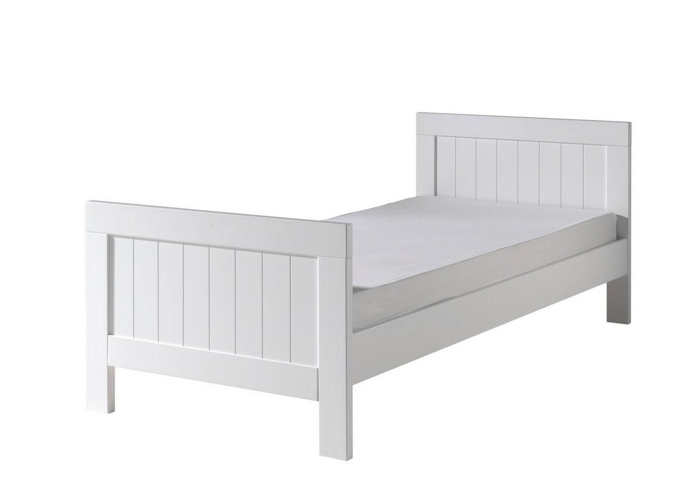 Natur24 Einzelbett Bett Einzelbett Lewis MDF Weiß 90x200cm von Natur24