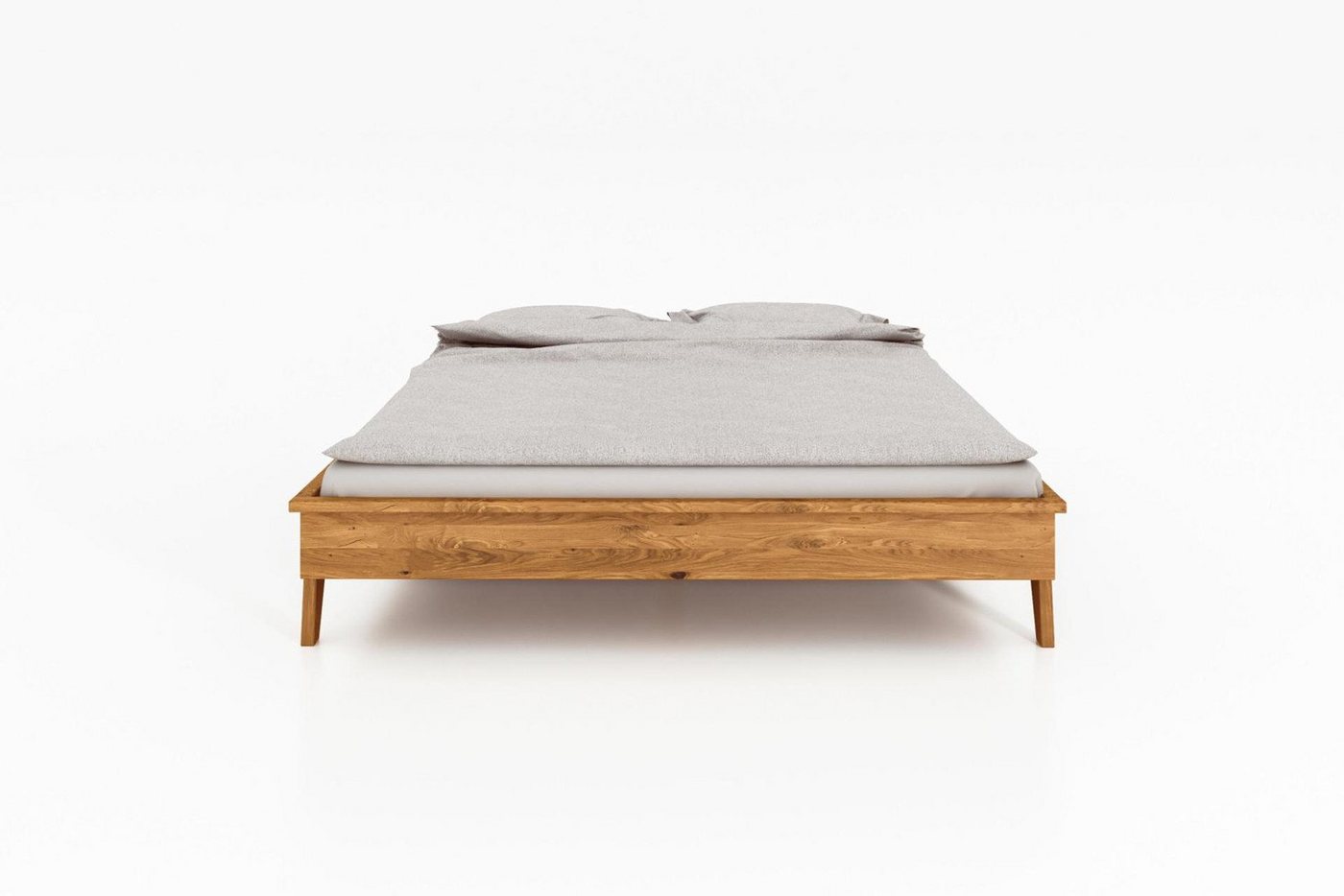 Natur24 Einzelbett Bett Jetro 3 Sonderlänge 80x220 Kernbuche o. Kopfteil mit Holzbeinen von Natur24