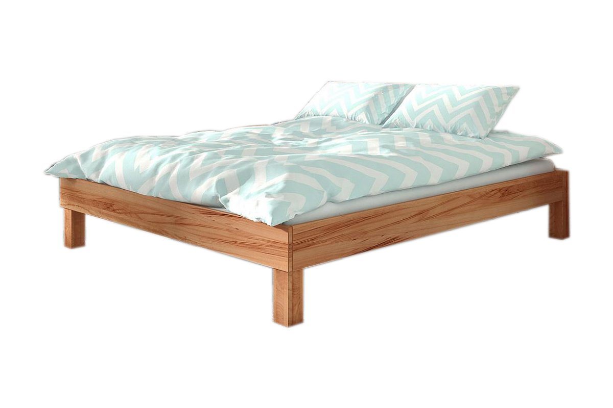 Natur24 Einzelbett Bett Ringo 2 Sonderlänge 140x210 Kernbuche o. Kopfteil mit Holzbeinen von Natur24