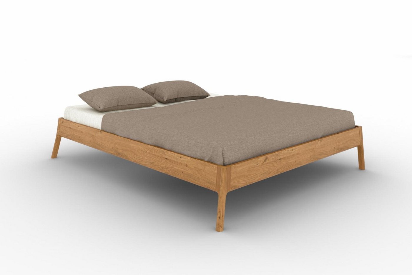 Natur24 Einzelbett Bett Swig 3 Wildeiche massiv 140x200 cm ohne Kopfteil mit Holzbeinen von Natur24