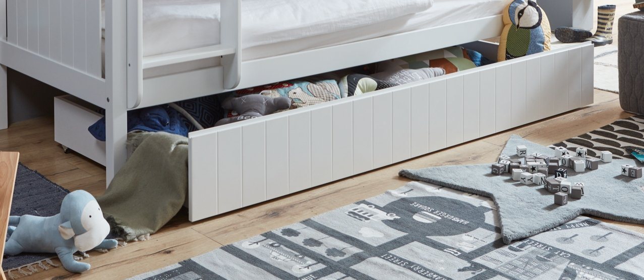 Natur24 Einzelbett Bettschublade Mia MDF Weiß lackiert von Natur24