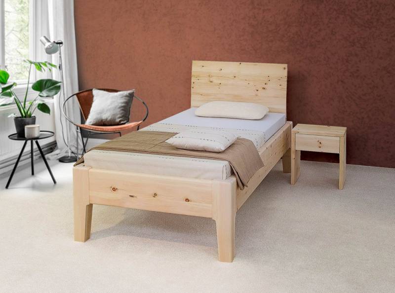 Natur24 Einzelbett Doppelbett Rebecca 160x200 Metallfrei Zirbe mit Kopfteil von Natur24